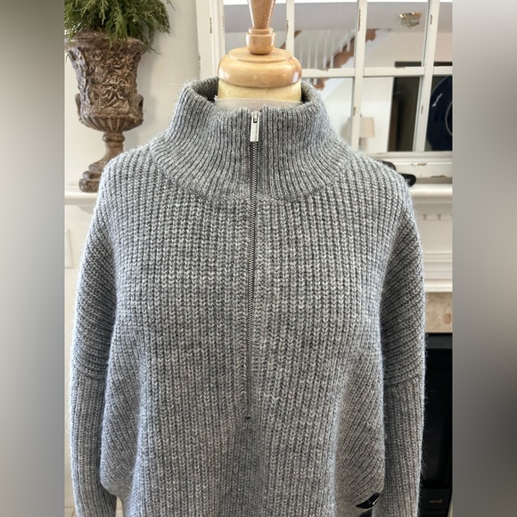 Calvin Klein Jeans Gray Oversized Half Zip Sweater - Picture 5 of 9